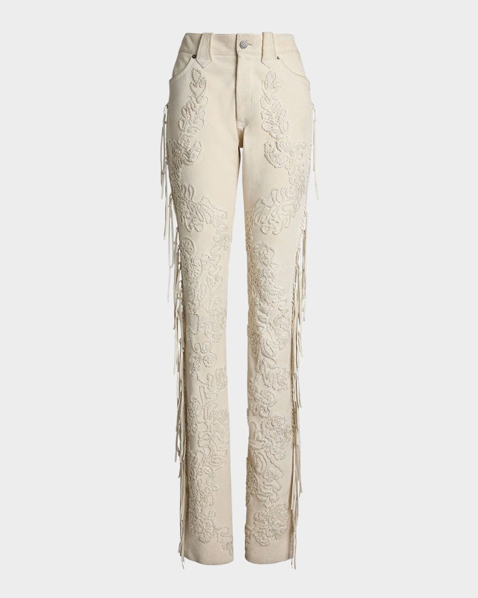 Annabeth Embellished Suede Bootcut Pants